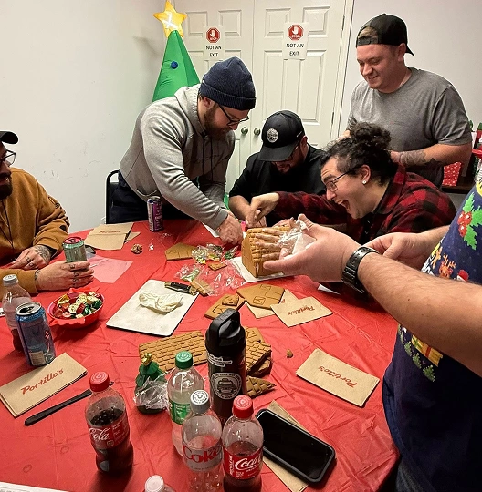 people around table working